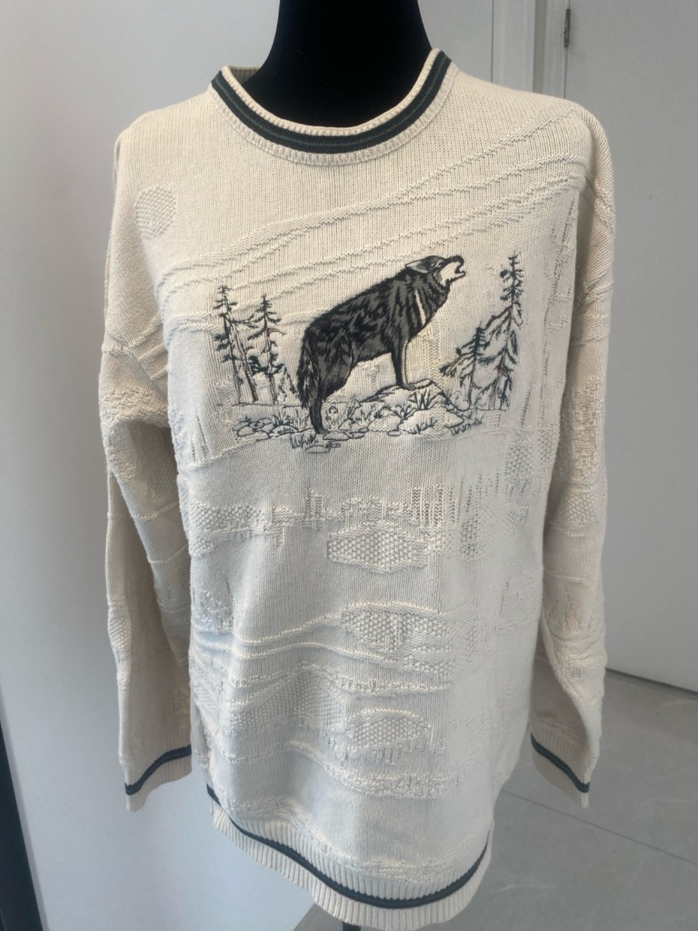 1990’s Northern Elements Cotton crew neck men’s sweater timber wolf Size Small - Picture 15 of 16